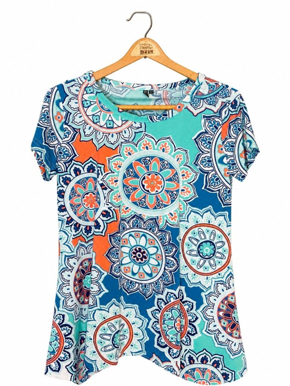 Zattcas Womens Multicolor Tunic Top Short Sleeve Size L